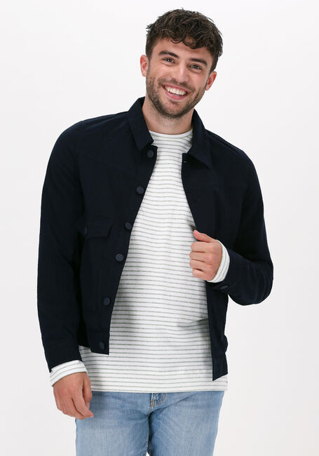 Blauwe DSTREZZED Overshirt TRUCKER JACKET SEERSUCKER - large