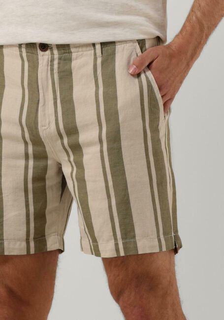 Groene CAST IRON Korte broek CHINO SHORTS LINEN STRIPE - large