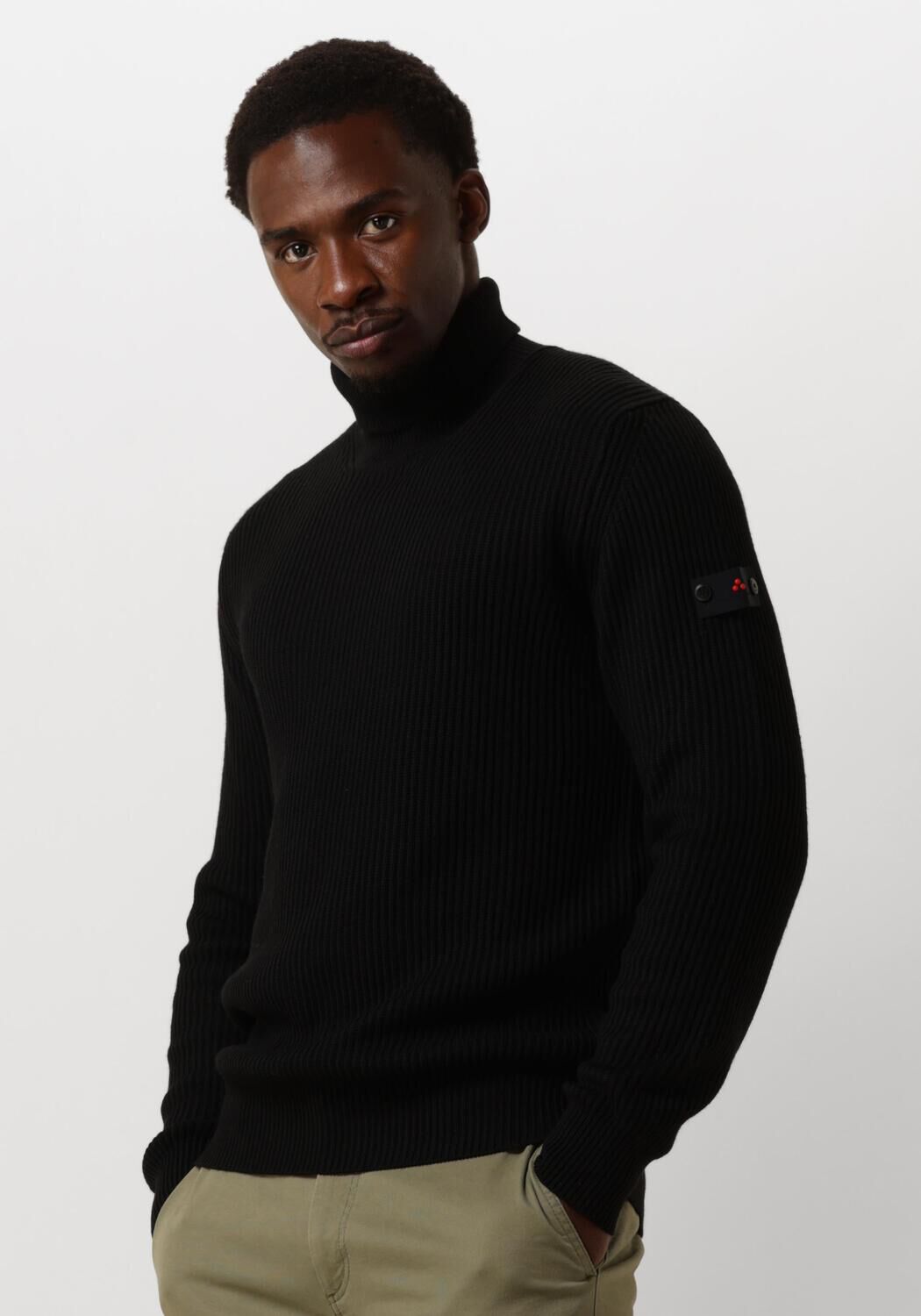 Peuterey Zwarte Trui met Geribbelde Textuur Black Heren