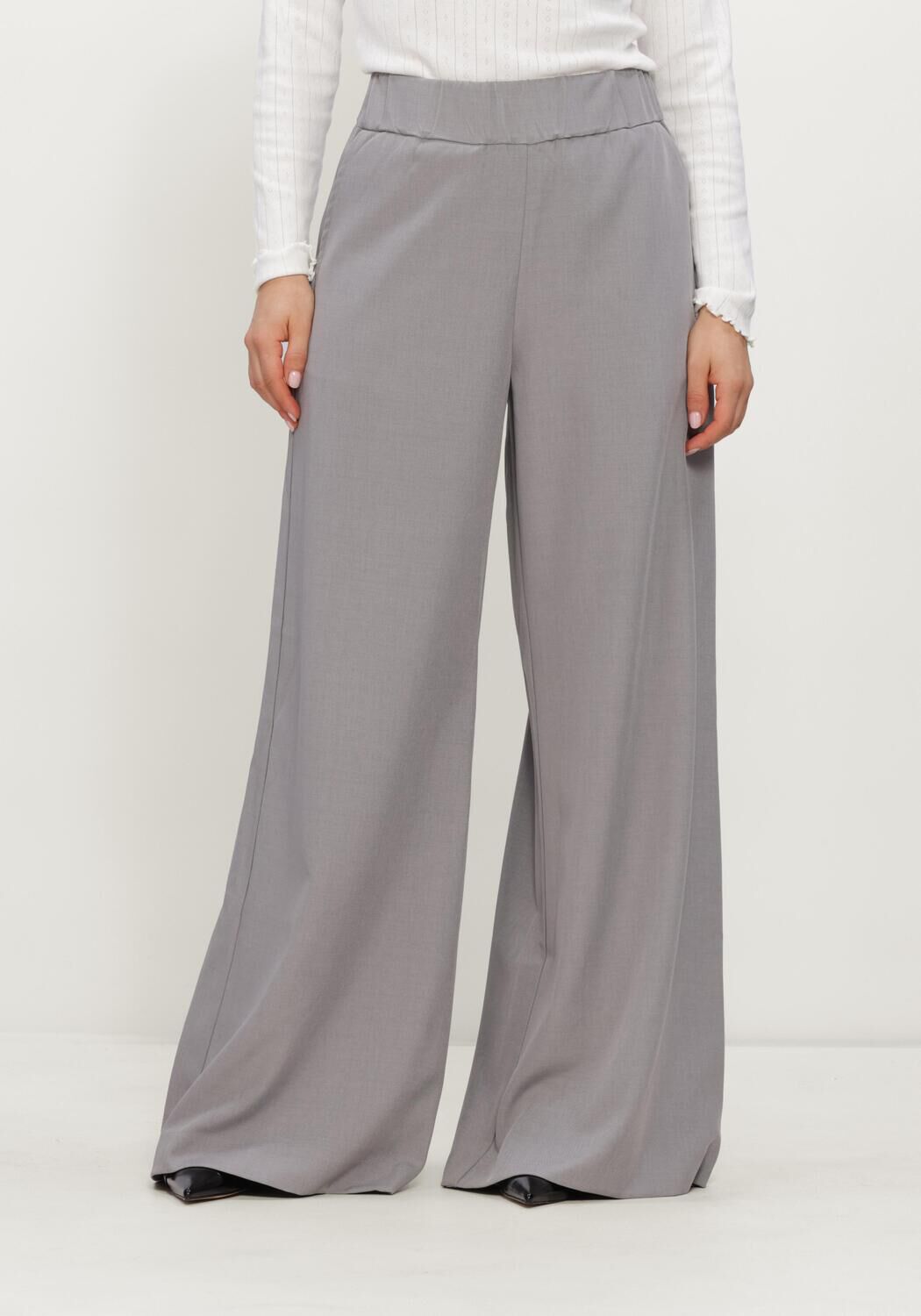 Grijze NEO NOIR Wijde broek JANEL STRUCTURE PANTS