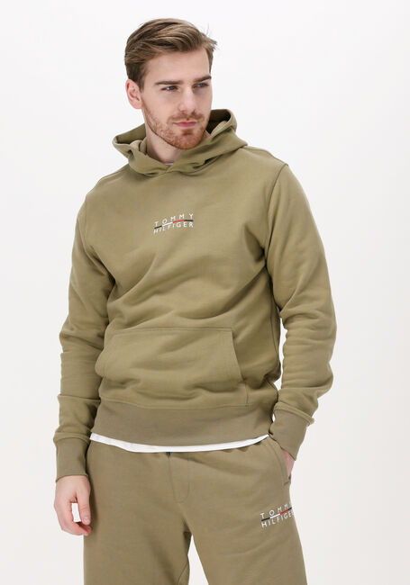 Khaki TOMMY HILFIGER Sweater SQUARE LOGO HOODY - large