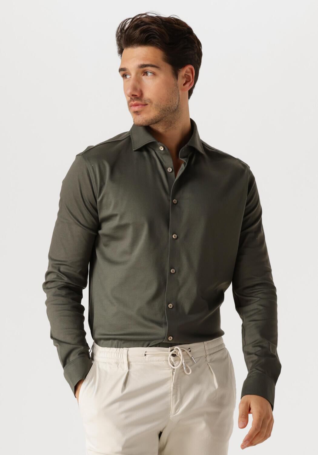 Desoto business overhemd slim fit mosgroen effen katoen
