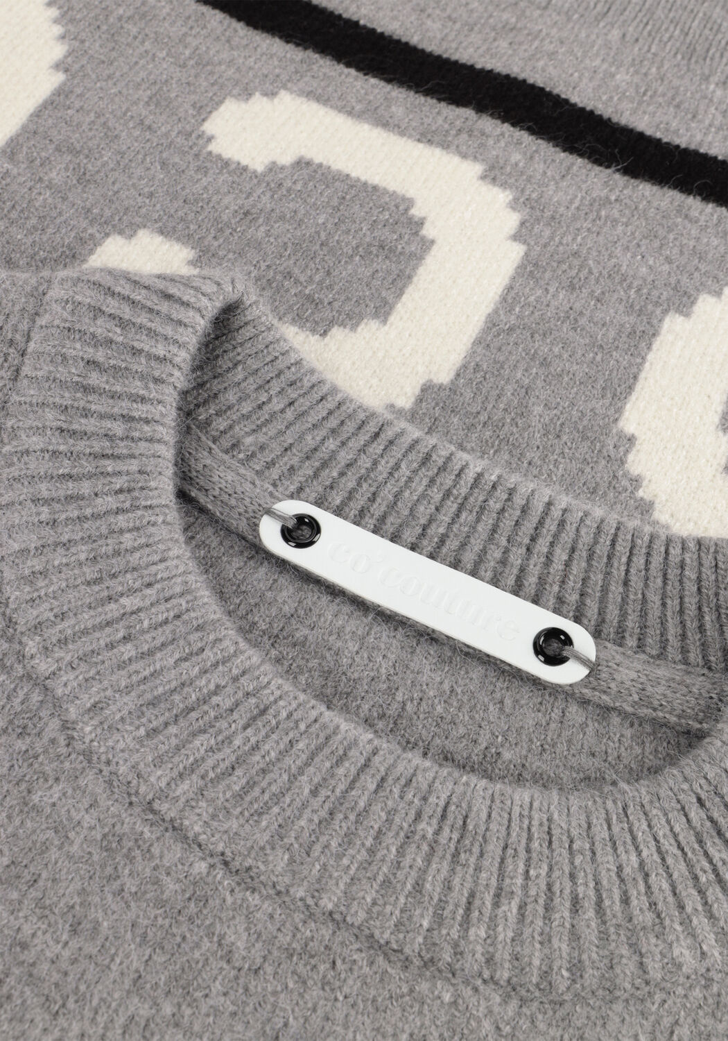 Grijze CO'COUTURE Trui ROW LOGO KNIT - large