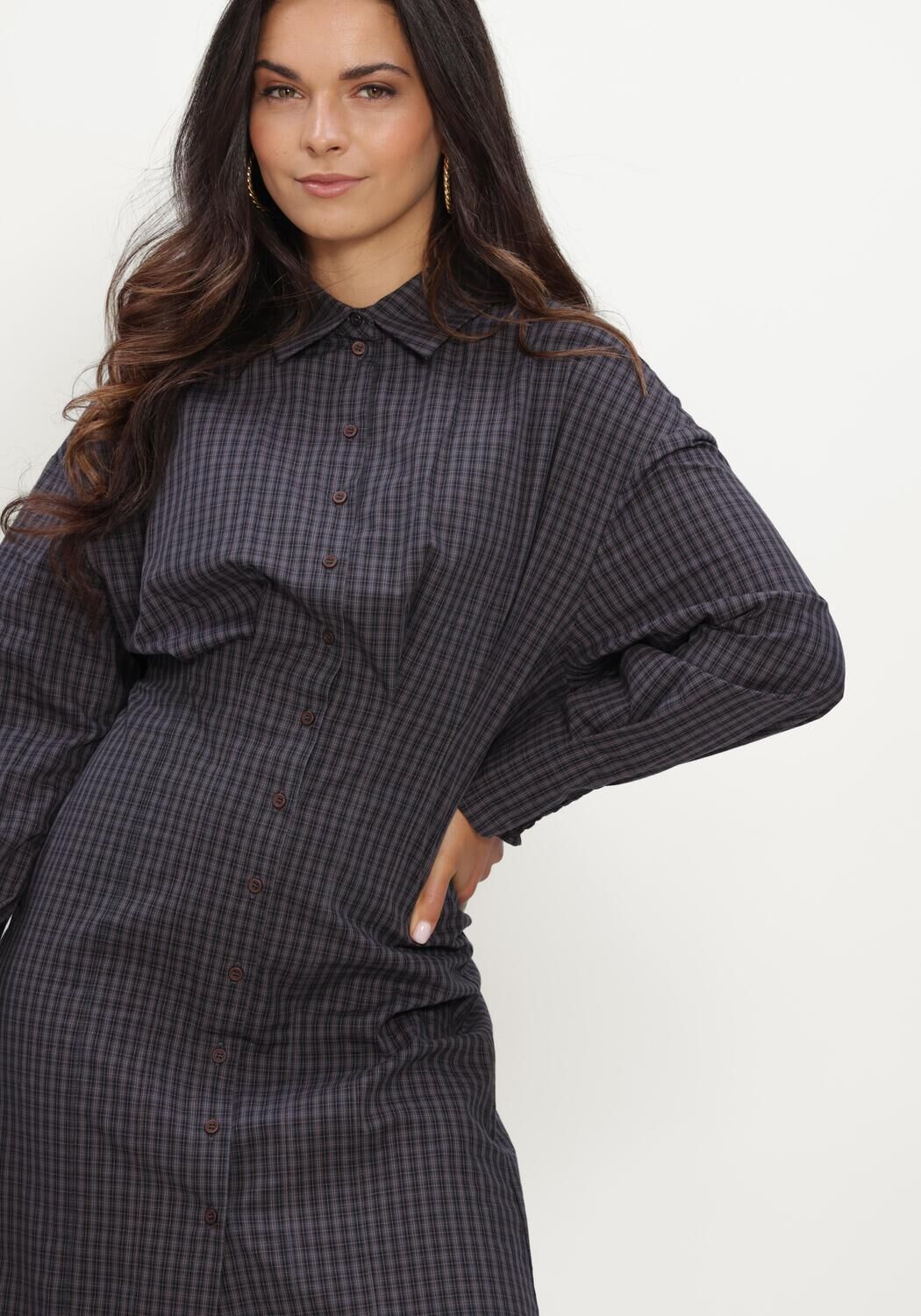 Donkergrijze NOTRE-V Midi jurk NV-IRIS - large