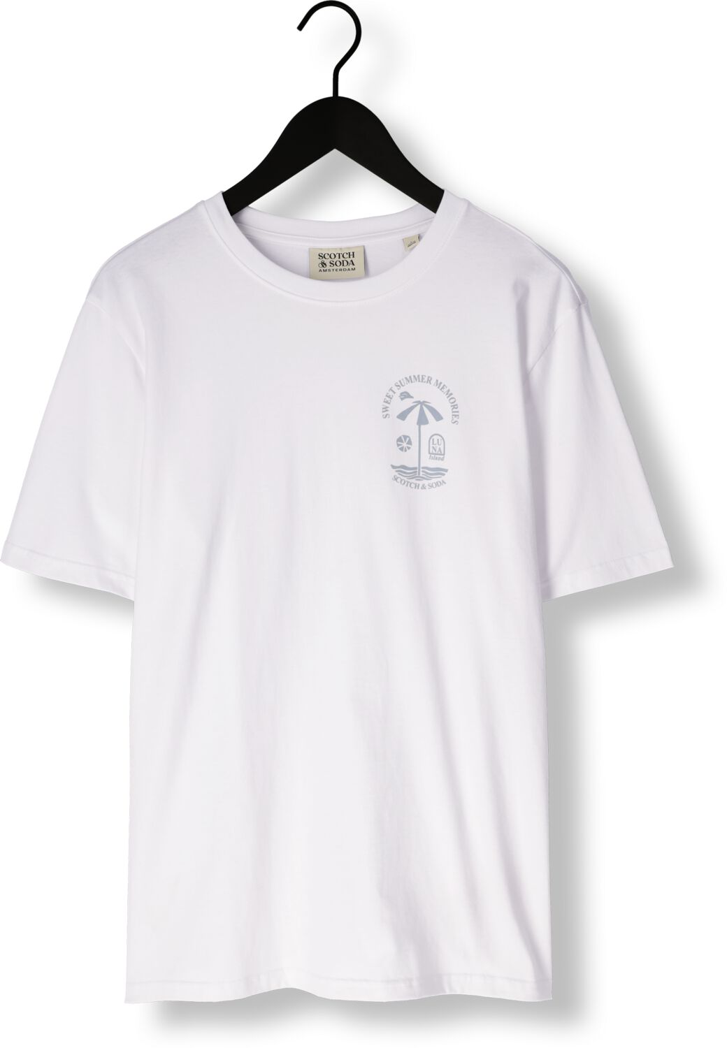 SCOTCH & SODA Heren Polo's & T-shirts Regular Fit Left Chest Logo T-shirt Wit