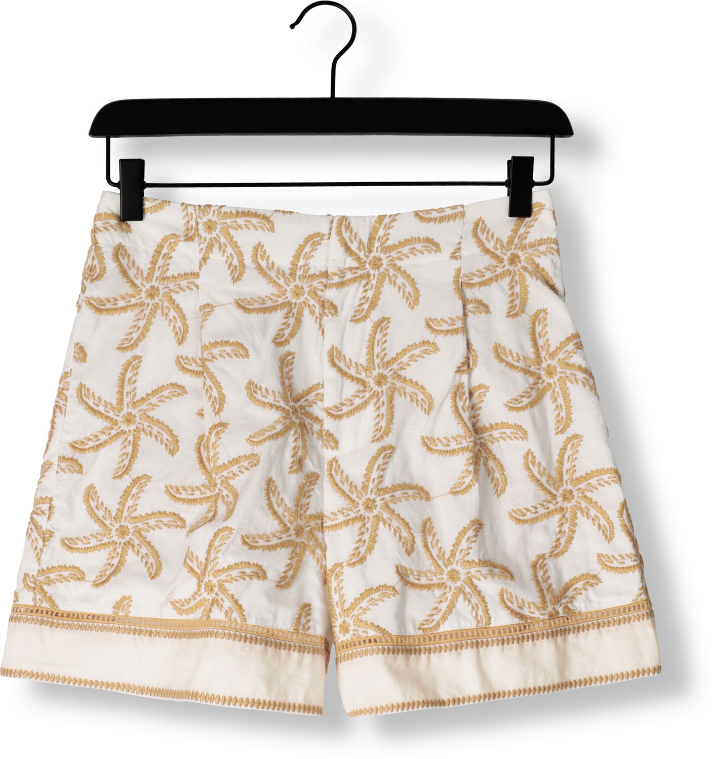 SCOTCH & SODA Dames Broeken Starfish Embroidered High-rise Linen Short Beige