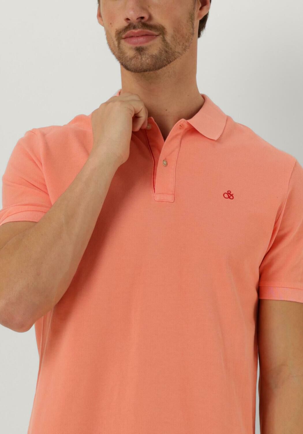 SCOTCH & SODA Heren Polo's & T-shirts Garment Dyed Organic Cotton Pique Polo Perzik