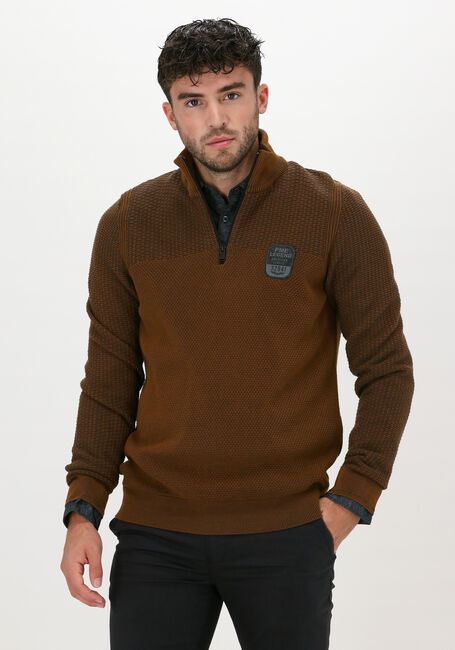 Oranje PME LEGEND Trui HALF ZIP COLLAR COTTON PLATED - large