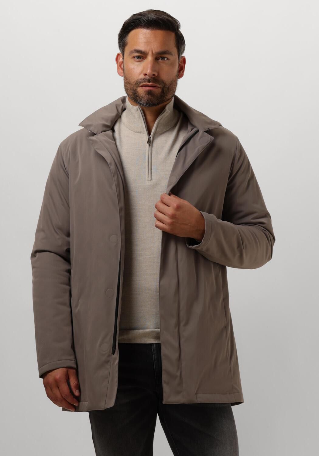 Profuomo Regenjas Lang Bruin Buitenkleding Beige Heren