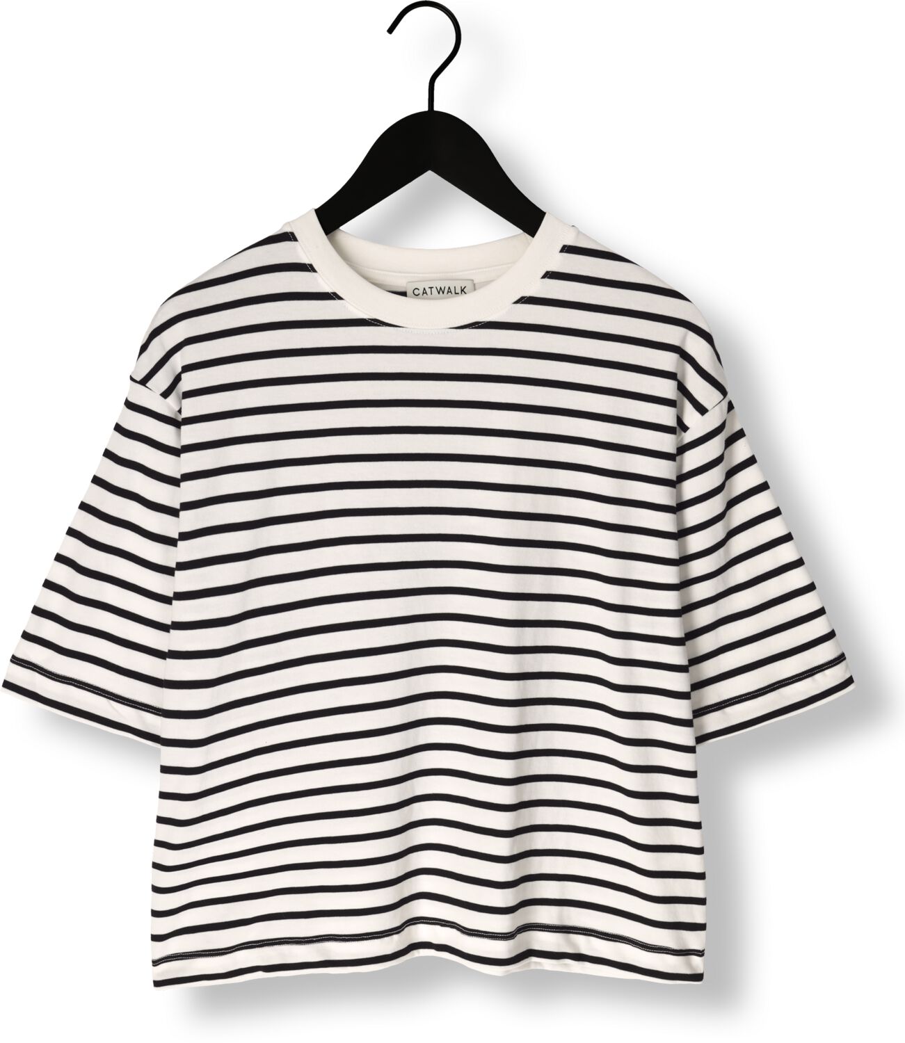 CATWALK JUNKIE Dames Tops & T-shirts Loose Fit Stripe Tshirt Zwart