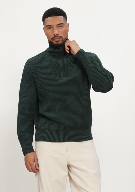 Donkergroene SELECTED MEN Trui SLMDRY LS KNIT HALF ZIP - large