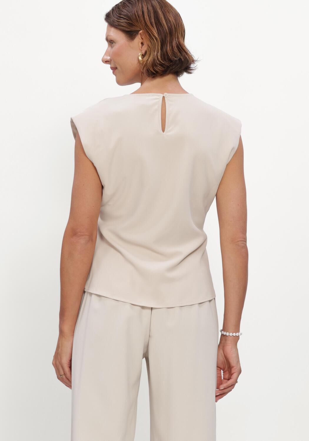 Beige NEO NOIR Tops & T-shirts KATARIM CREPE TOP - large