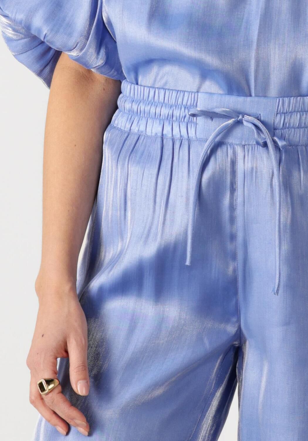 DANTE6 Dames Broeken Soir Shimmer Wide Leg Pants Blauw