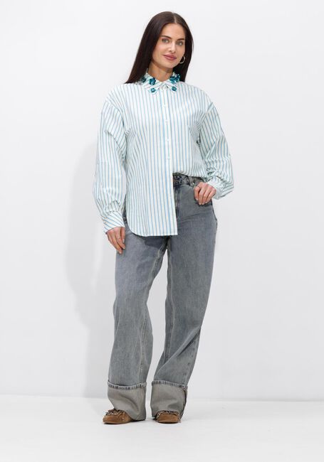 Witte JANSEN AMSTERDAM Blouses MICKY BLOUSE SA 751 STRIPE LONG SLEEVE SEQUINS AT COLLAR - large