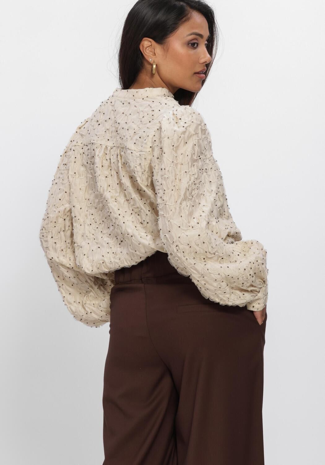 Nukus Dames Blouses Lizzy Blouse Vneck Dots - Beige, foto 3