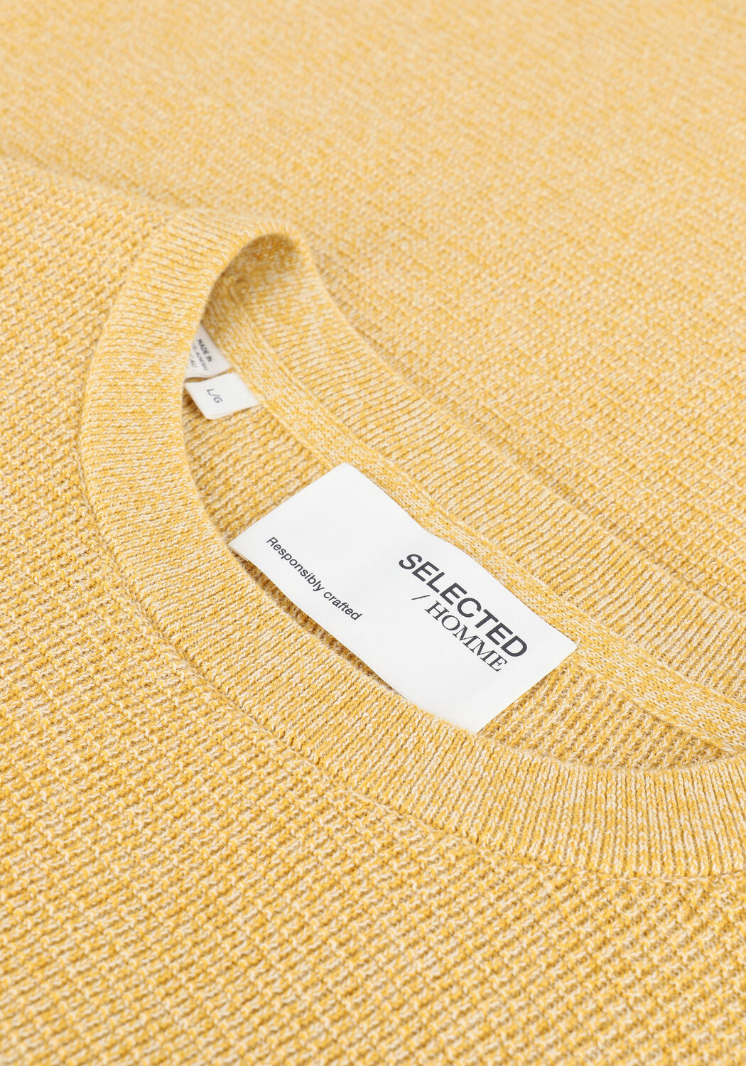 Gele SELECTED MEN Trui SLHROCKS LS KNIT CREW NECK G N - large