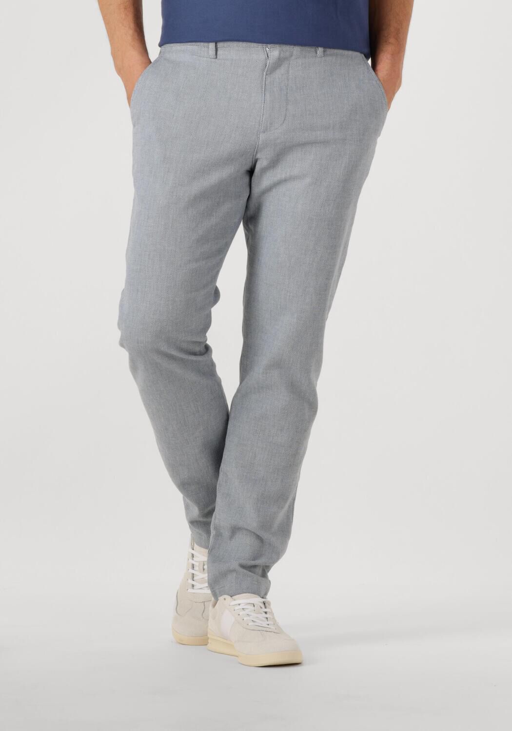 SELECTED HOMME Heren Broeken Slh175-slim Miles Structure Dyed Pant Lichtgrijs