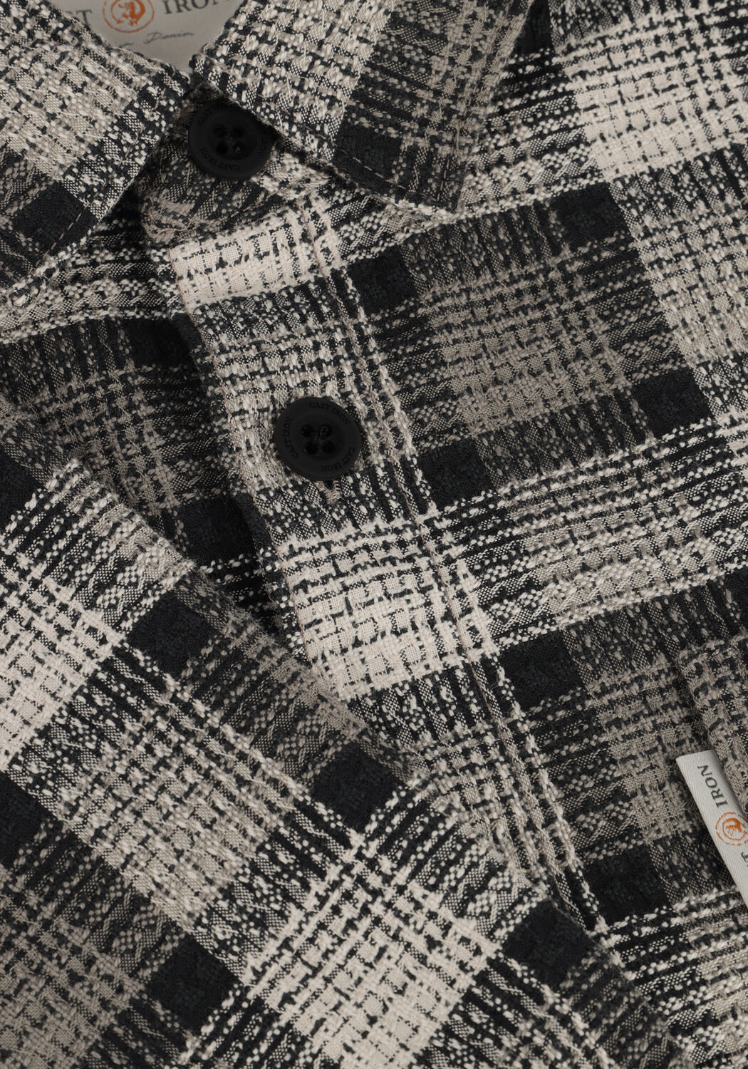 Bruine CAST IRON Overhemden LONG SLEEVE SHIRT DOBBY YARN DYED CHECK - large