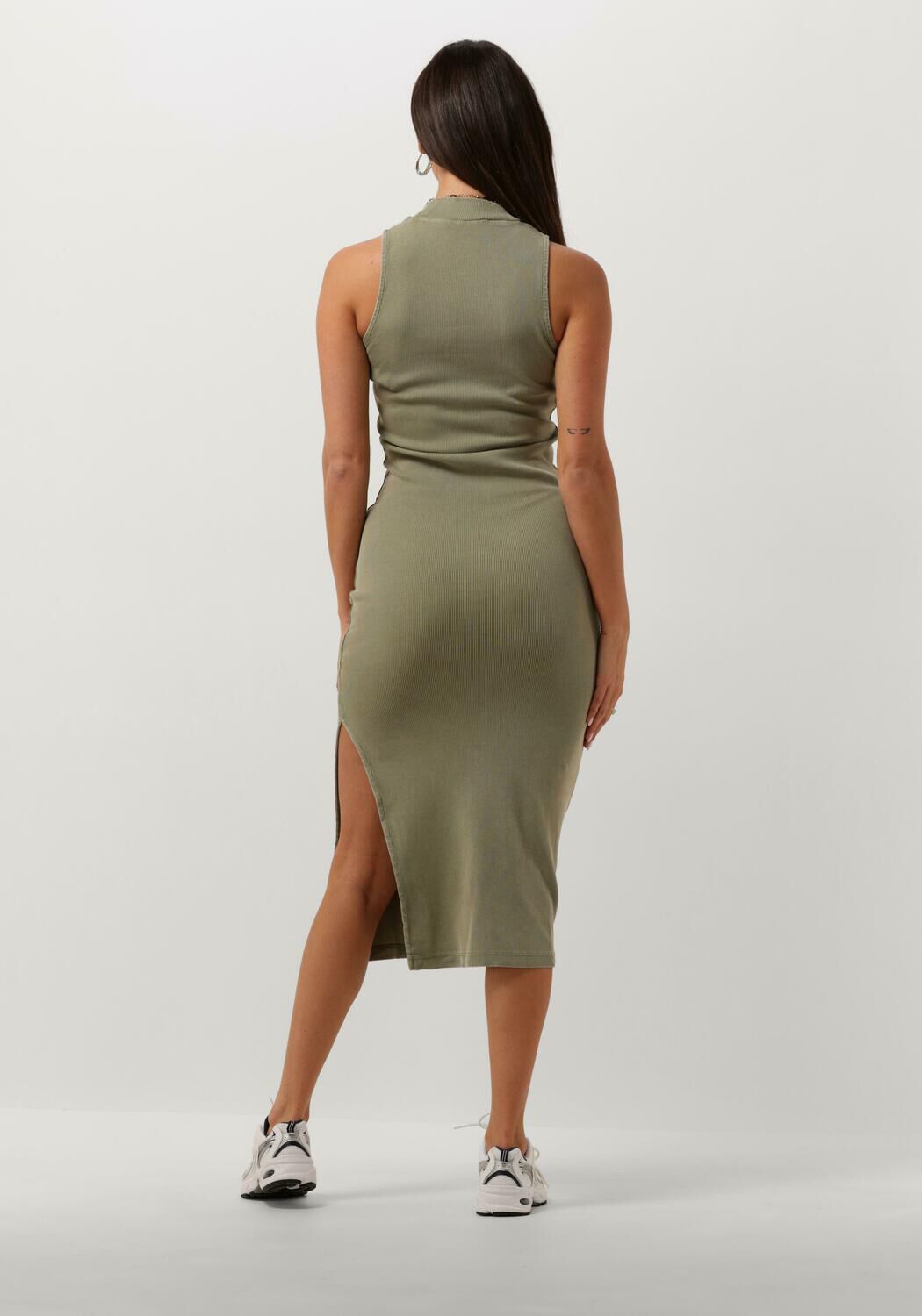 CALVIN KLEIN Dames Jurken Washed Rib Label Long Dress Groen