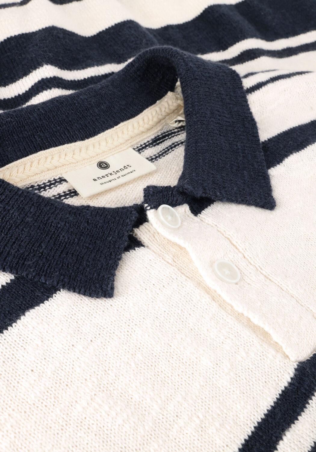 Gebroken wit ANERKJENDT Polo AKSOFUS STRIPE S/S KNIT - large