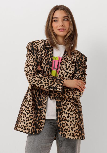 Bruine ALIX THE LABEL Blazer LADIES WOVEN LEOPARD BLAZER - large