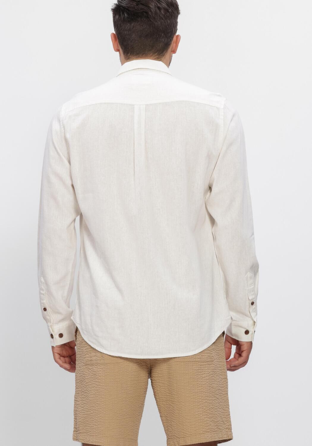 Ecru ANERKJENDT Casual overhemd AKLEIF COT/LINEN/VIS L/S SHIRT - large