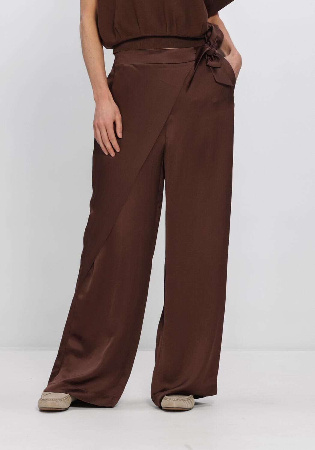 Bruine SUMMUM Broeken TROUSERS HEAVY SILKY - large