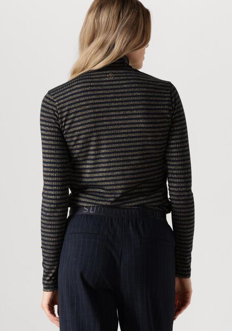 Blauwe SUMMUM Longsleeves TURTLE NECK TOP LUREX RIB STRIPE - large