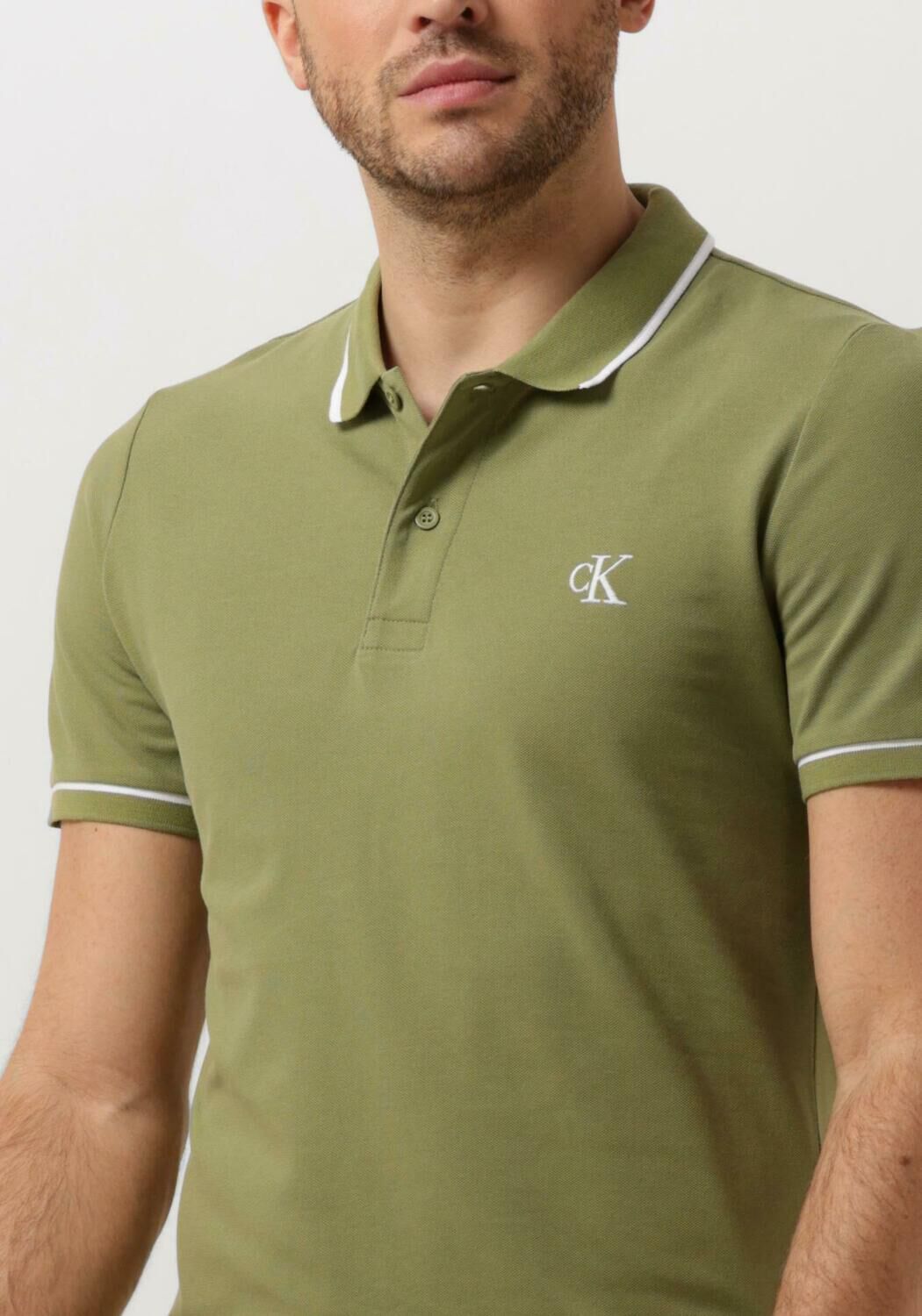 CALVIN KLEIN Heren Polo's & T-shirts Tipping Slim Polo Groen