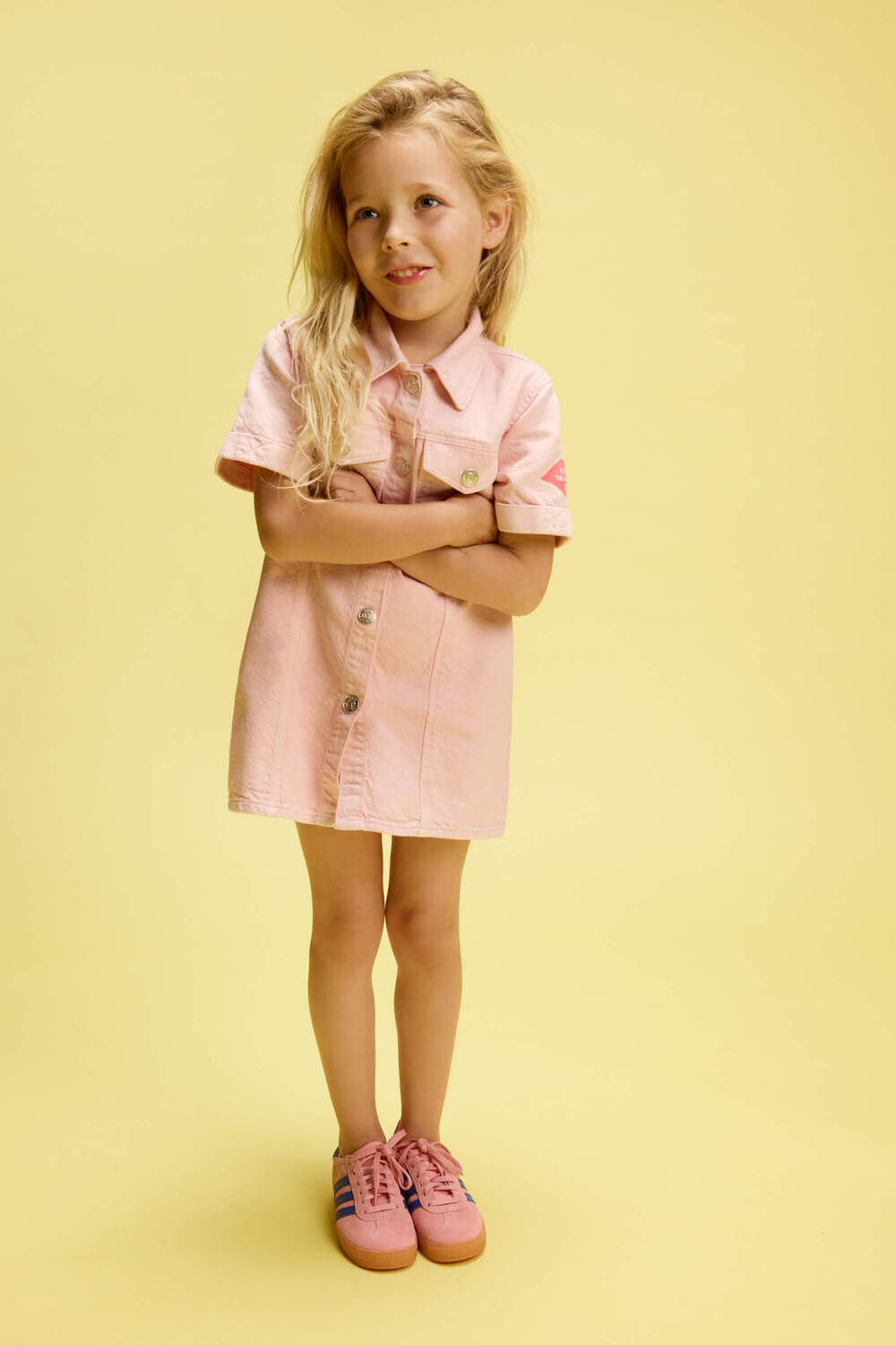 ALIX MINI Meisjes Jurken Linen Look Dress Lichtroze