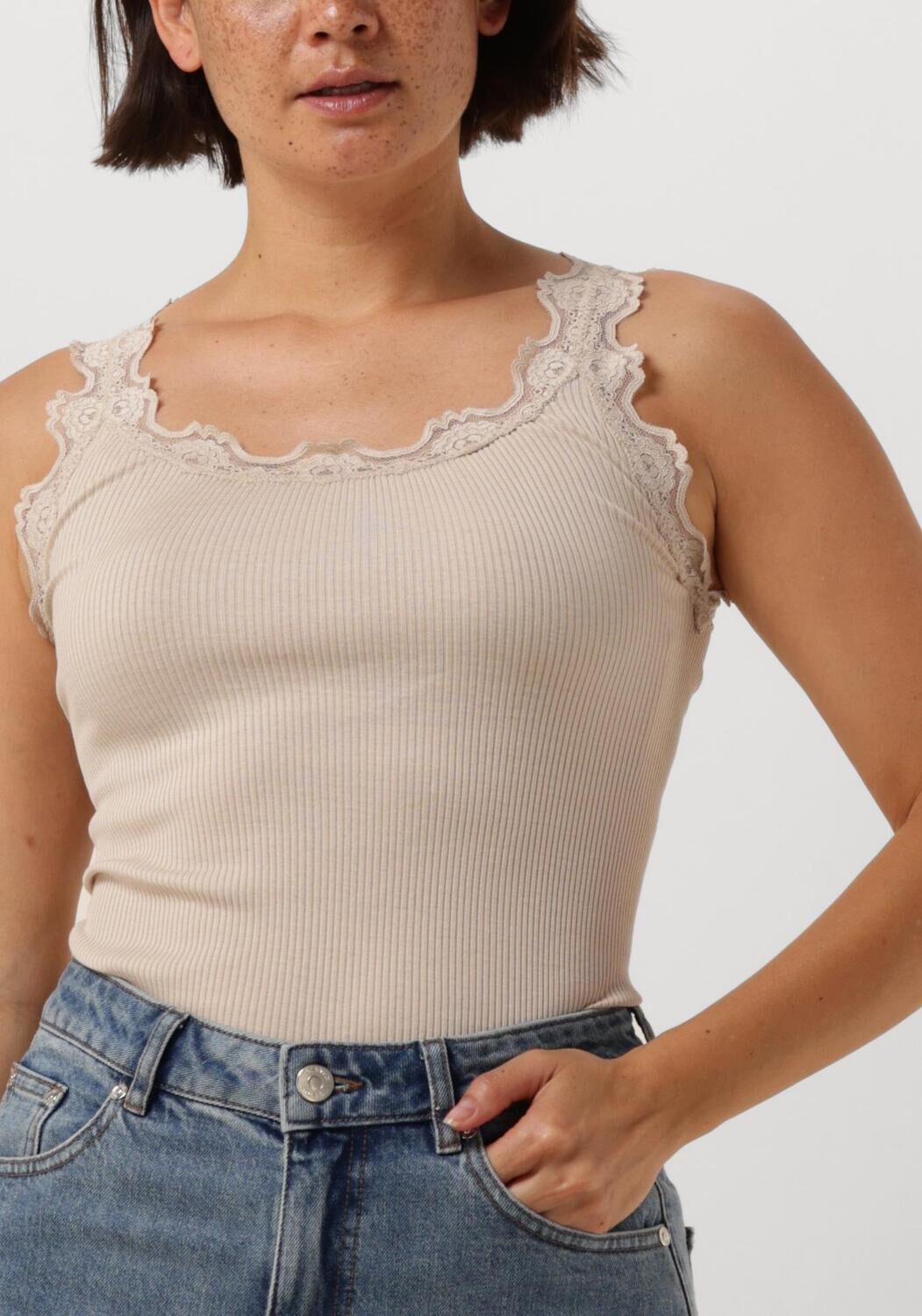 ROSEMUNDE Dames Tops & T-shirts Babette Silk Top W Lace Beige