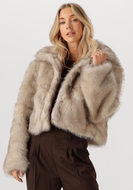 Beige NEO NOIR Faux fur jas STEFF FAUX FUR JACKET - large