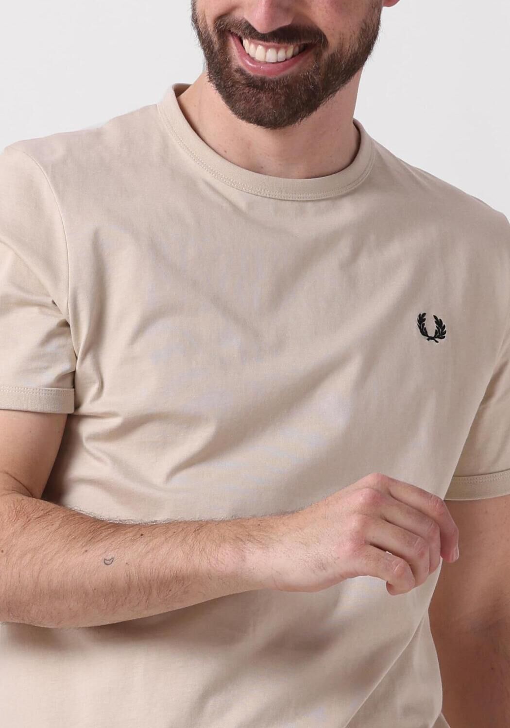 FRED PERRY Heren Polo's & T-shirts Ringer T-shirt Gebroken Wit