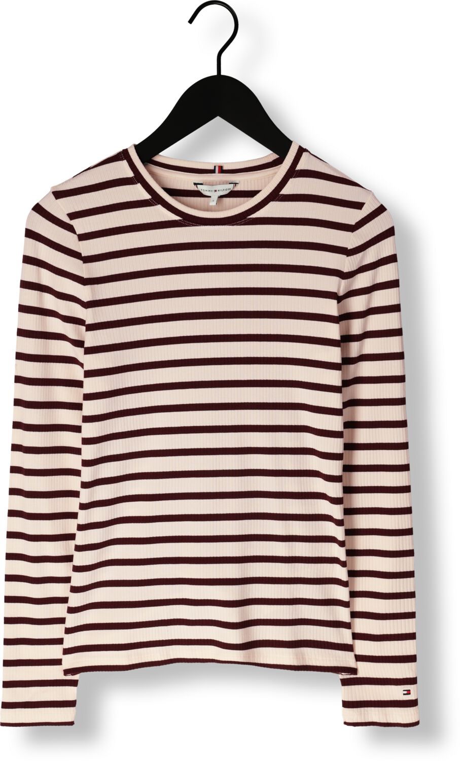 TOMMY HILFIGER Dames Tops & T-shirts Slim 5x2 Rib Stripe C-nk Ls Rood