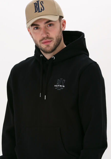 Zwarte BLS HAFNIA Sweater MINI OUTLINE LOGO HOODIE - large