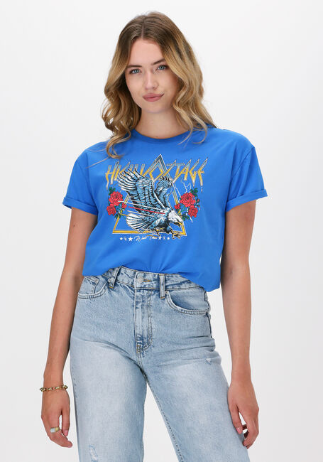 Blauwe COLOURFUL REBEL T-shirt HIGH VOLTAGE BOXY TEE - large
