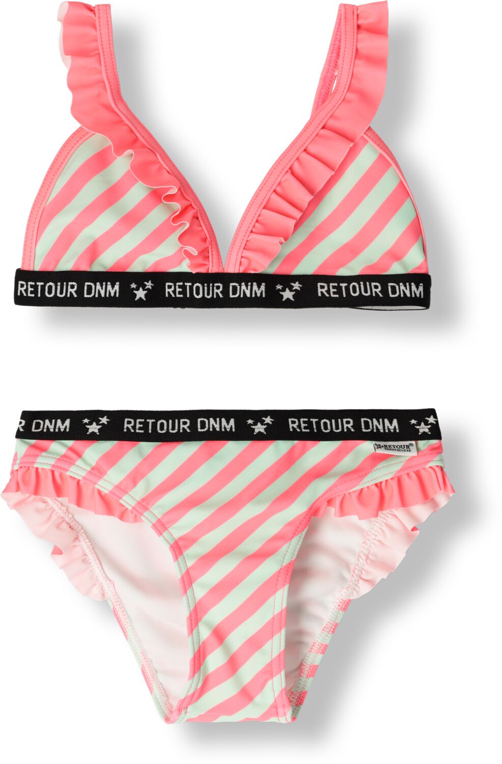 Retour Jeans triangel bikini Reanna met ruches roze lichtblauw Meisjes Polyamide 158 164