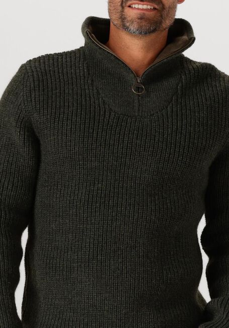 Donkergroene BARBOUR Trui NEW TYNE HALF ZIP KNITTED JUMPER - large
