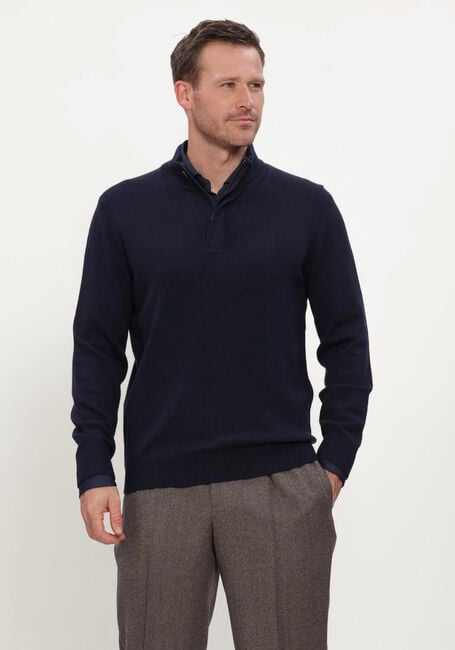 Donkerblauwe STEFANO LAURAN Trui DOUBLE KNIT ZIP - large