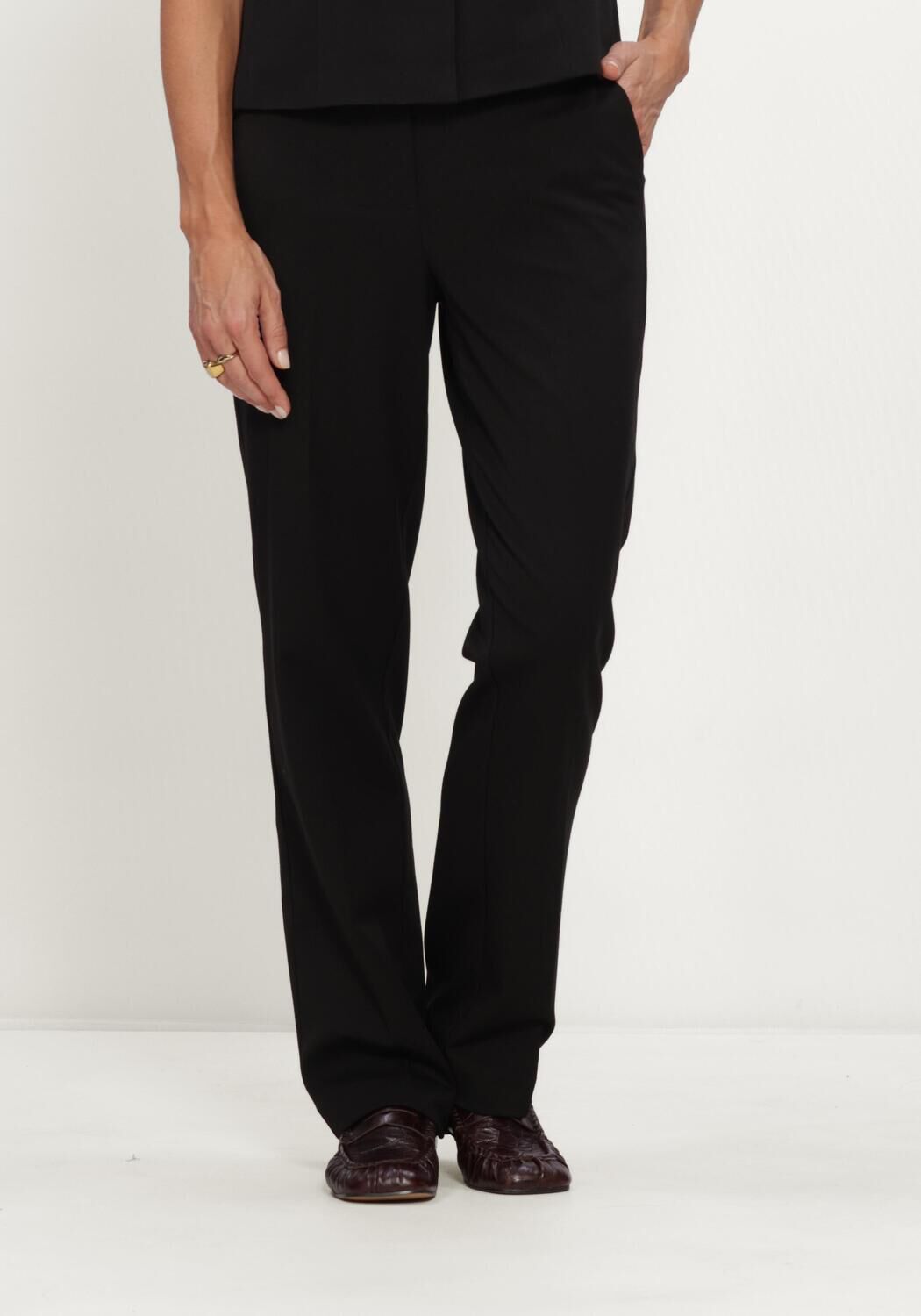 Zwarte OBJECT Pantalon OBJLISA MW STRAIGHT PANT NOOS - large