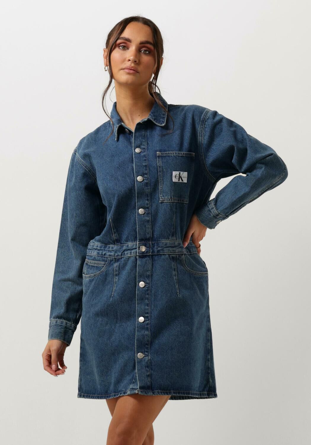 CALVIN KLEIN Dames Jurken Darted Denim Shirt Dress Blauw