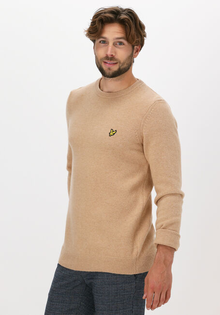 Beige LYLE & SCOTT Trui CREW NECK LAMBSWOOL BLEND JUMP - large