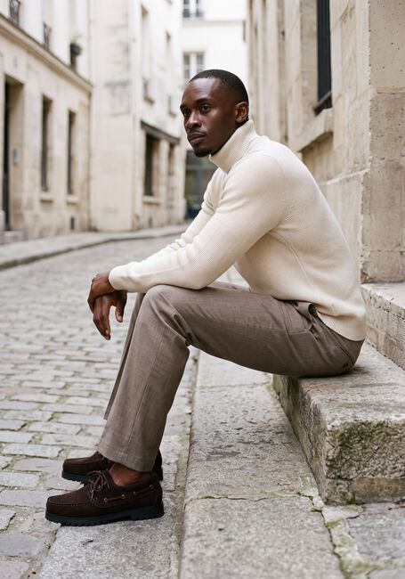 Beige SELECTED MEN Coltrui SLHDANE LS KNIT STRUCTURE ROLL NECK NOOS - large