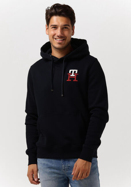 Donkerblauwe TOMMY HILFIGER Sweater ESSENTIAL MONOGRAM HOODY - large