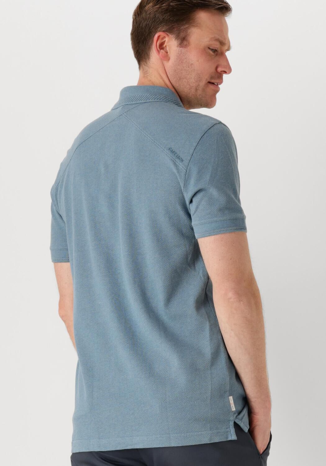 CAST IRON Heren Polo's & T-shirts Short Sleeve Polo Popcorn Jersey Melange Blauw