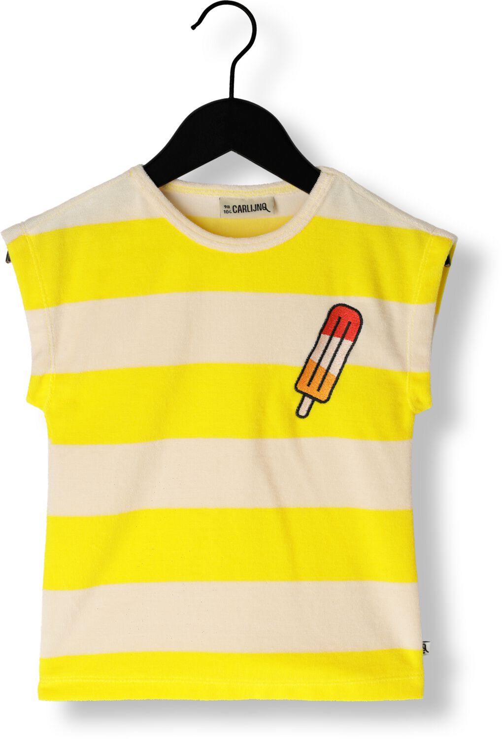 CARLIJNQ Jongens Polo's & T-shirts Stripes Yellow Boxy Shirt With Embroidery Geel