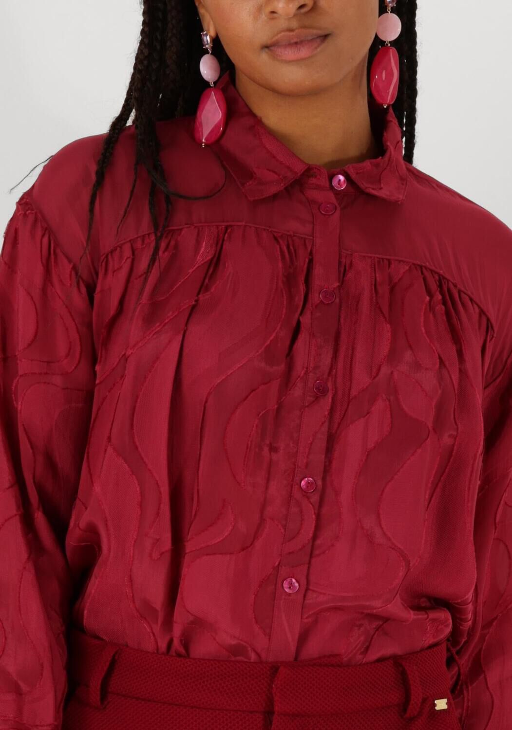 POM AMSTERDAM Dames Blouses Jaqcuard Burgundy Red Rood