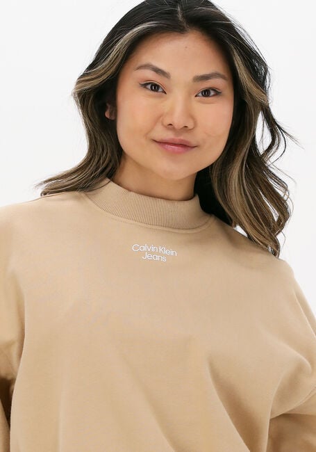 Zand CALVIN KLEIN Sweater STACKED LOGO MOCKNECK SWEATSHIRT - large