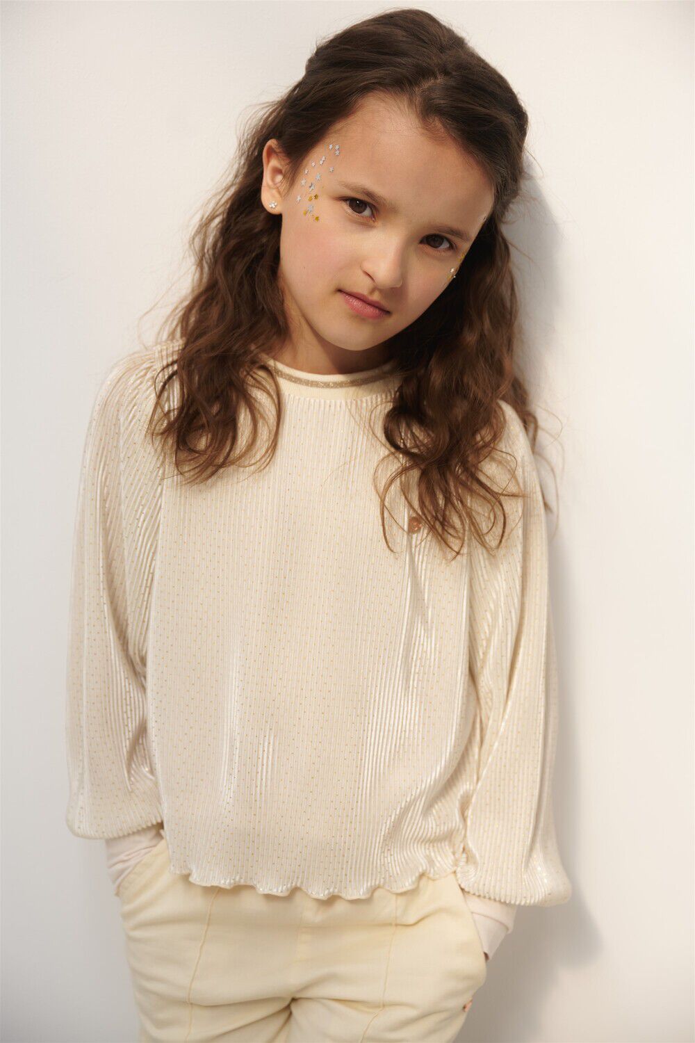 NONO Meisjes Blouses Tisja Plissee Blouse Goud