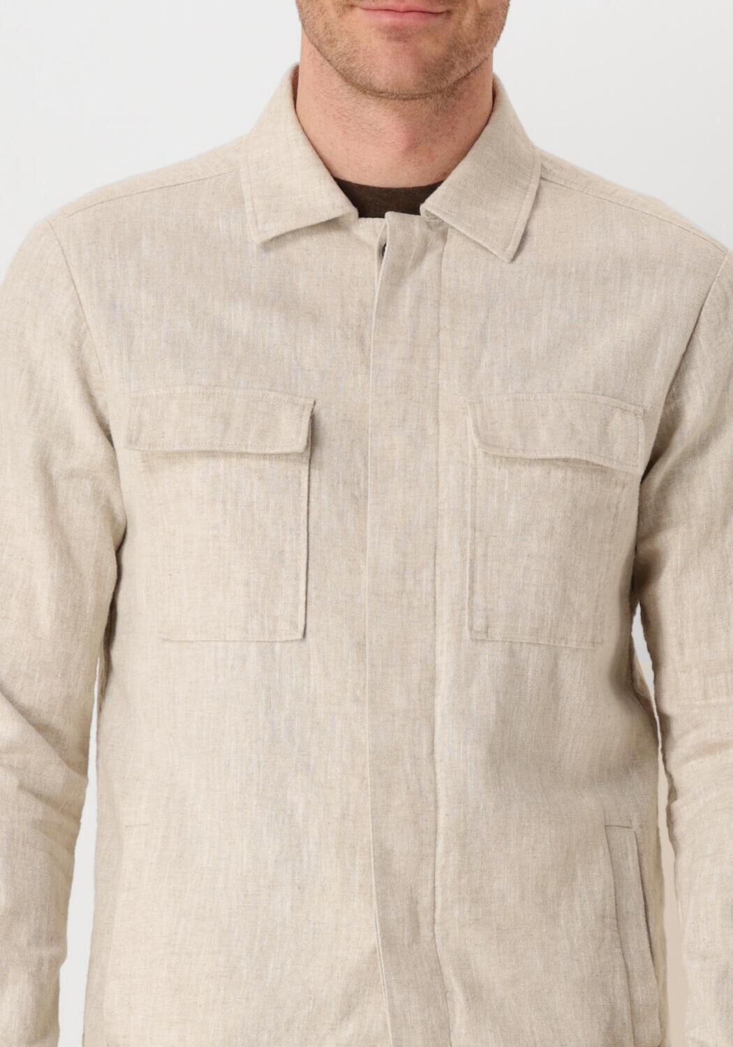 PROFUOMO Heren Overshirts Overshirt Cotton Linen Zand